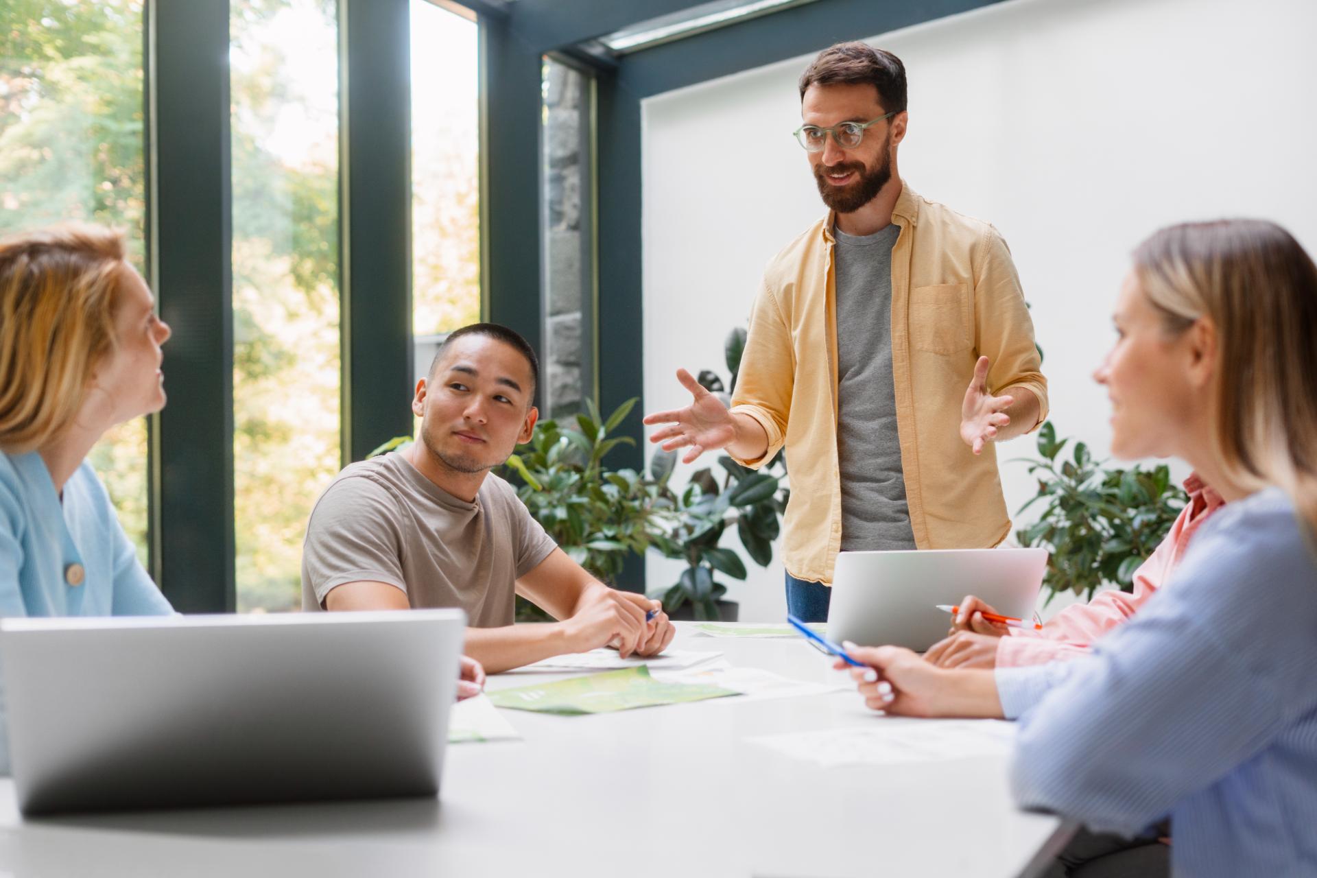 People Working Tech Brand Together